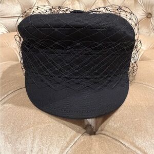 Dior Black Veiled Cadet Cap